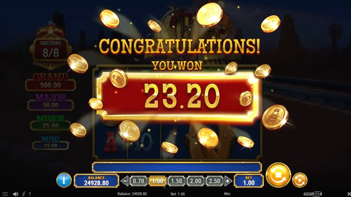 Kereta api uap di latar belakang slot Track’n Gold