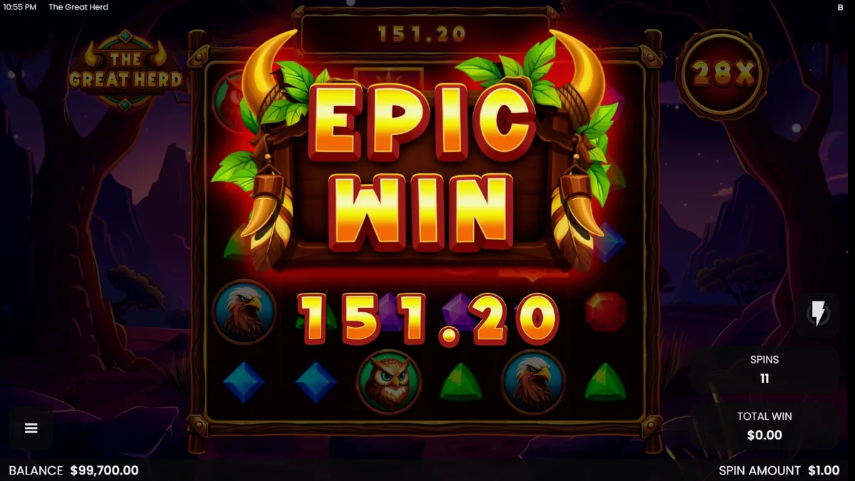 Pemandangan sabana Afrika dalam slot The Great Herd