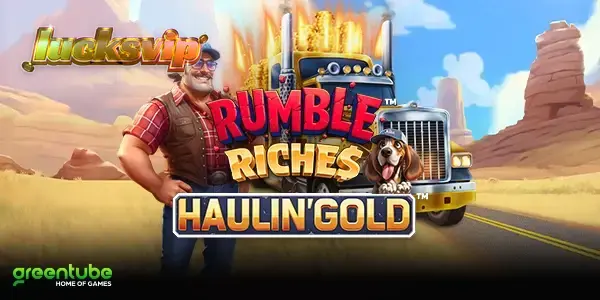Truk pengangkut emas dalam permainan slot Rumble Riches Haulin Gold